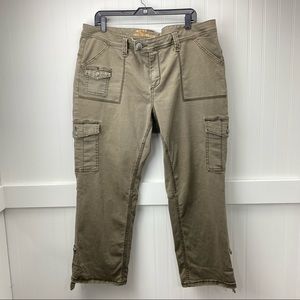 Seven7 Hi-Rise Cargo Crop Brown Denim Jean Roll Up,Size 20